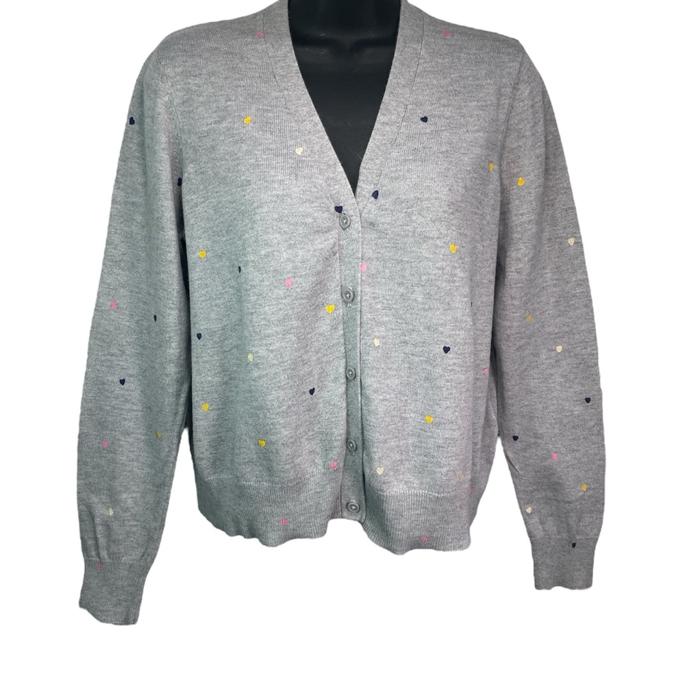 POPSUGAR Pink and Gray Knit Retro button feminine Cardigan with V-Neck